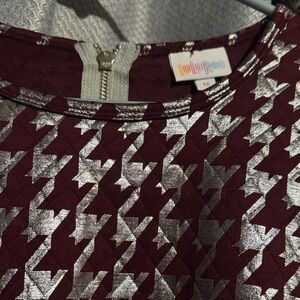 LuLaRoe Burgundy and Silver houndstooth